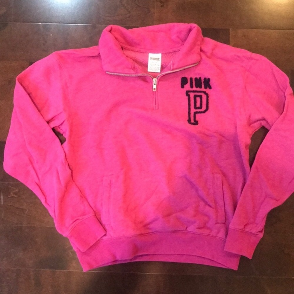 VS Pink quarter zip pink sweatshirt pullover